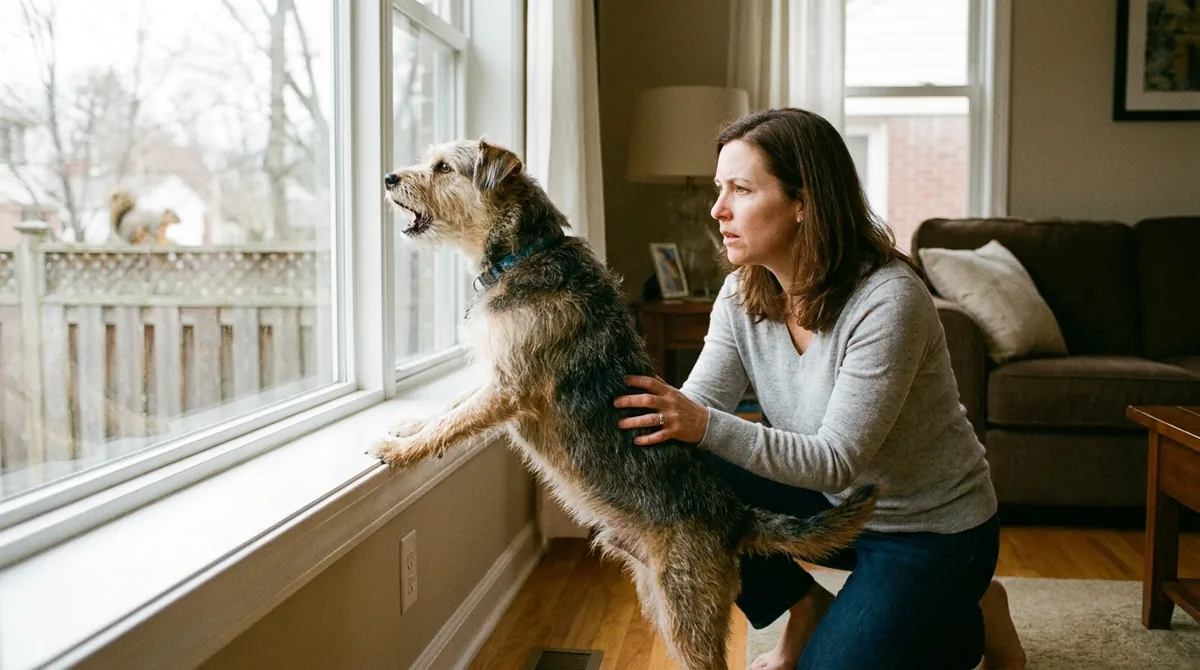 Dog barking at window