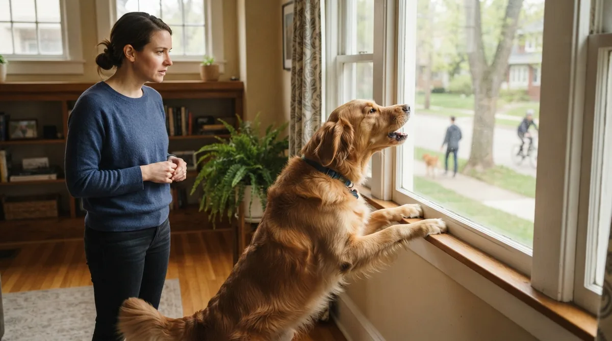 Dog barking at window