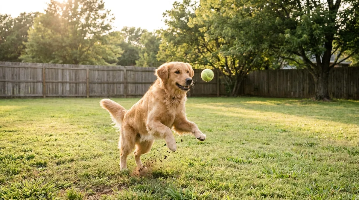 Dog playing fetch with ball