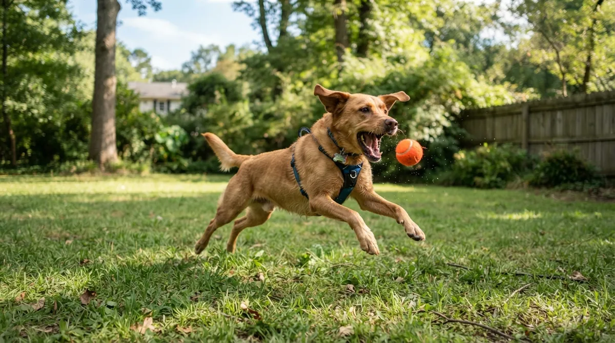 Dog playing fetch