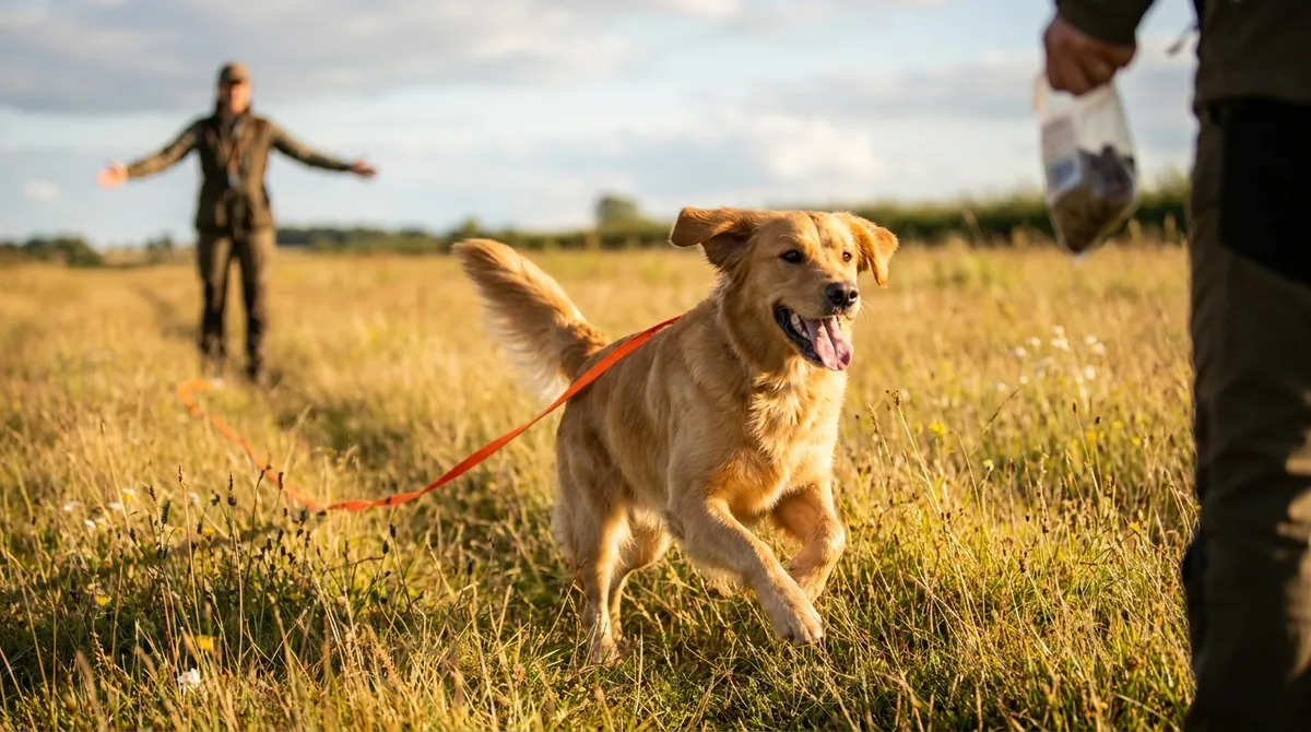 Dog running in field