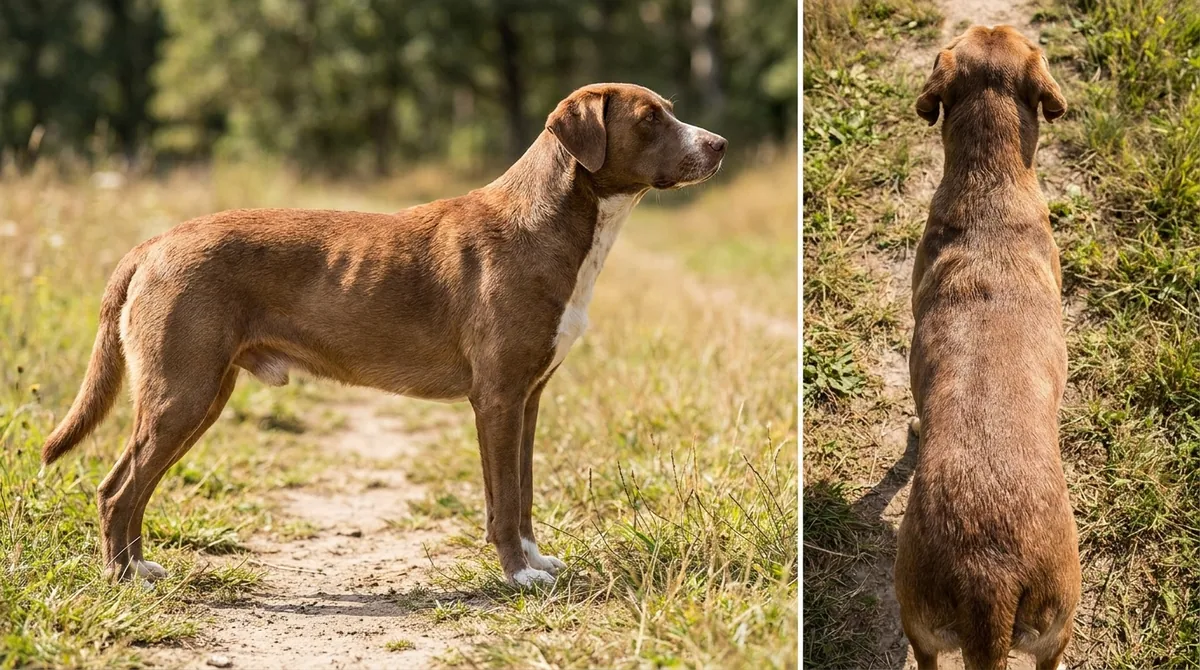 Dog standing for health check
