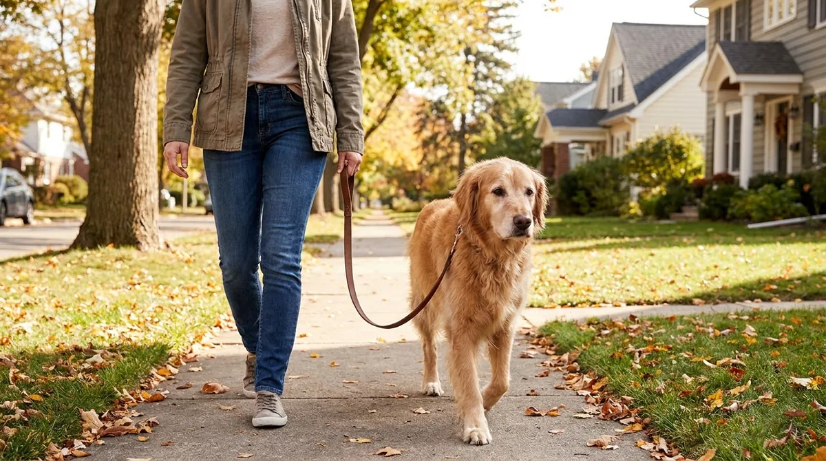 Dog walking on loose leash