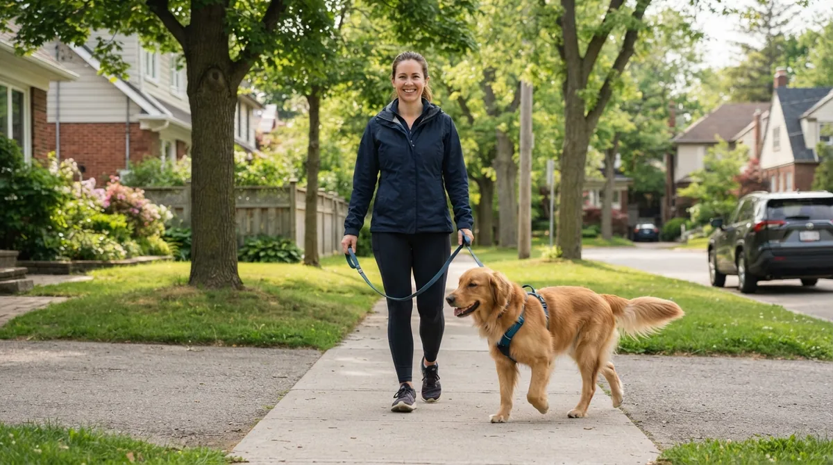 Dog walking on loose leash