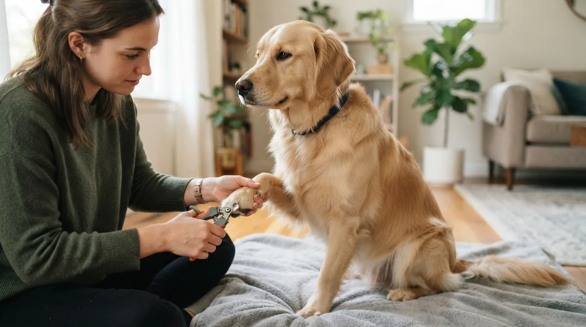 Person trimming dog nail