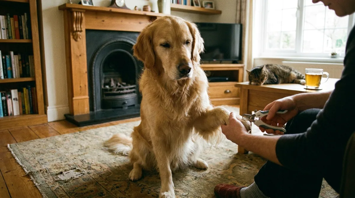 Person trimming dog’s nails